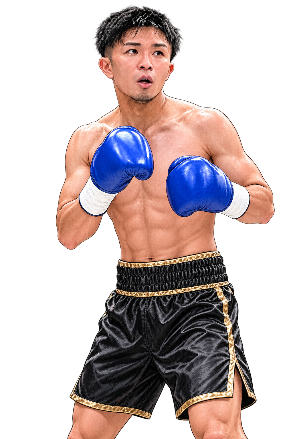 青いグローブを着けた現役時代の杉山コーチを元にしたイラスト